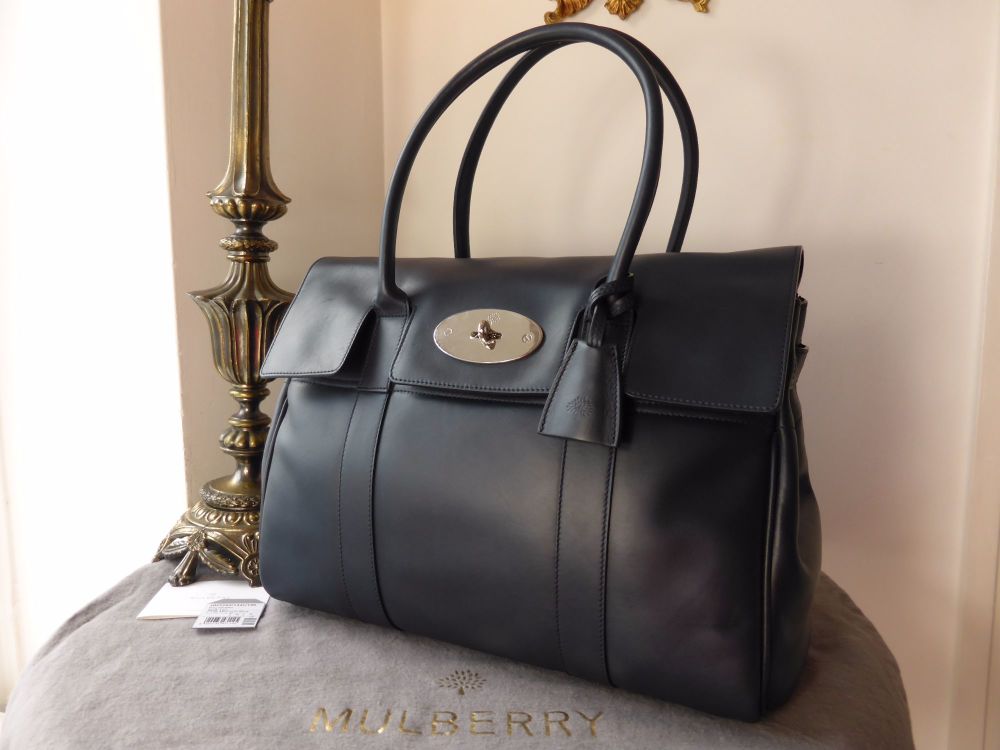 Mulberry Bayswater Classic in Midnight Blue Soft Tan Leather - New*