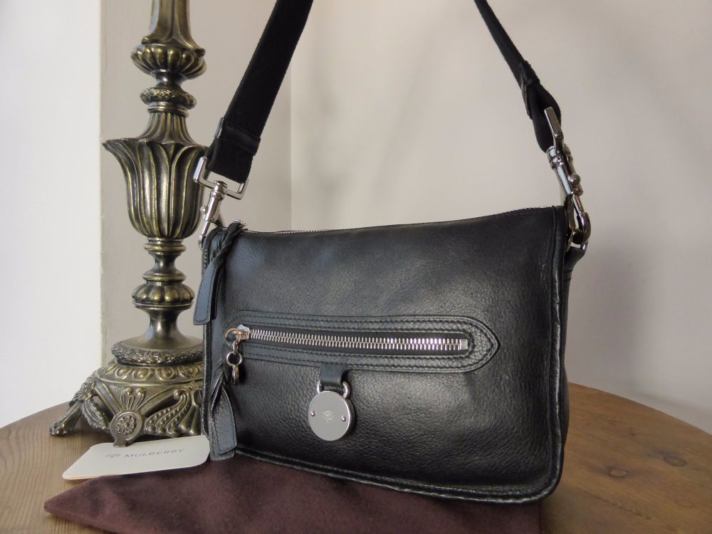 Mulberry Somerset Small Shoulder Bag in Black Pebbled Leather