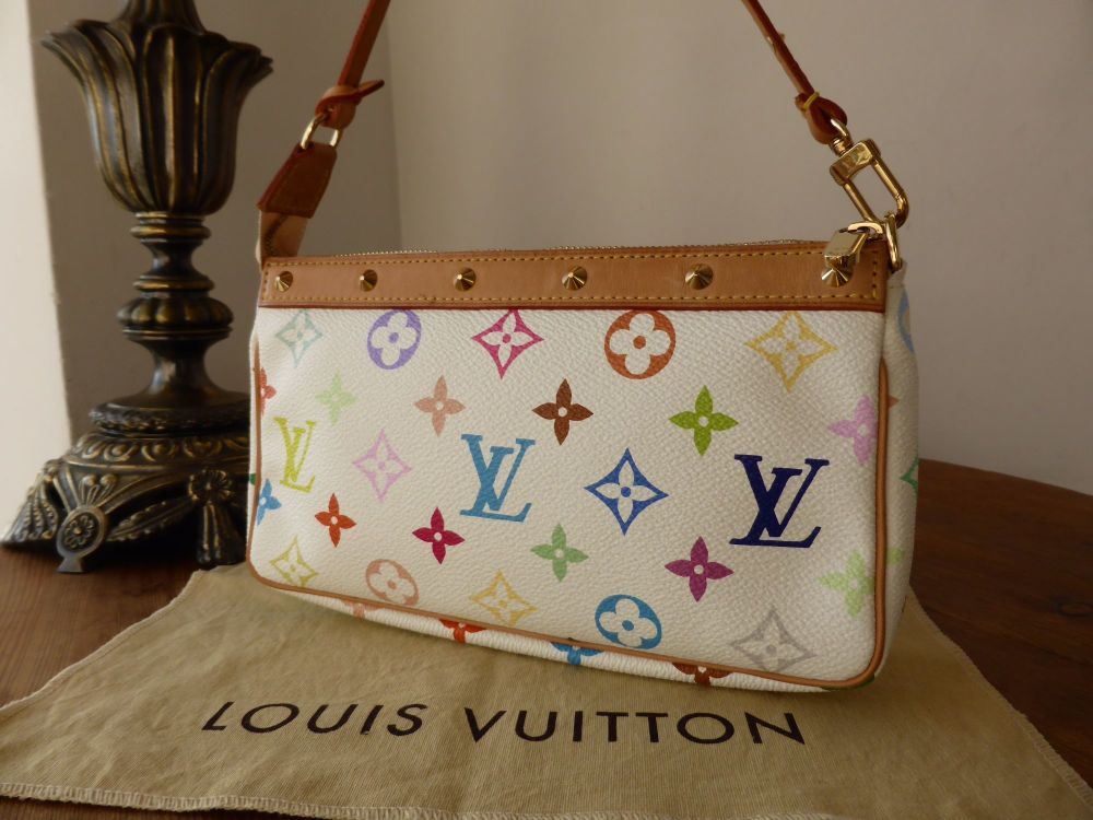 LOUIS VUITTON WHITE MULTICOLOUR MONOGRAM POCHETTE BY TAKASHI