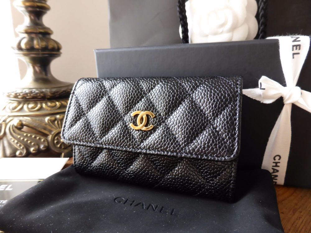 Chanel Wallet Caviar Black 17C Zip Around NWT Card Case – Boutique