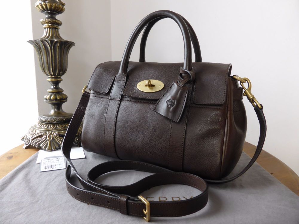 Mulberry Small Bayswater Satchel in Chocolate Natural Leather 