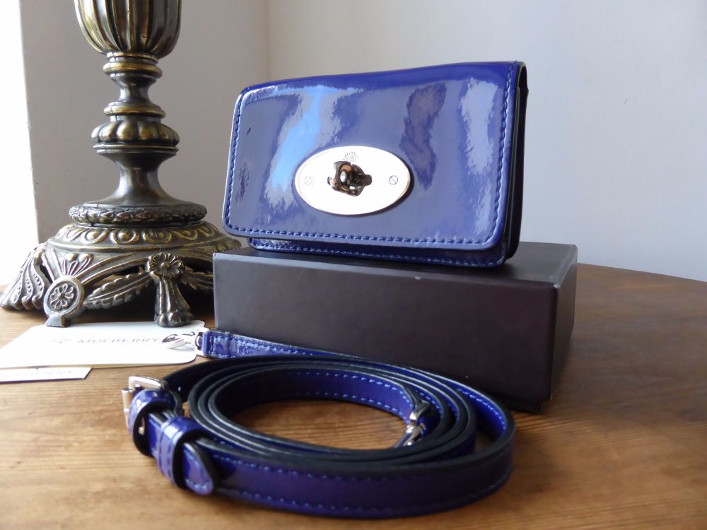 Mulberry Bayswater Mini Messenger in Electric Blue Drummed Patent Leather