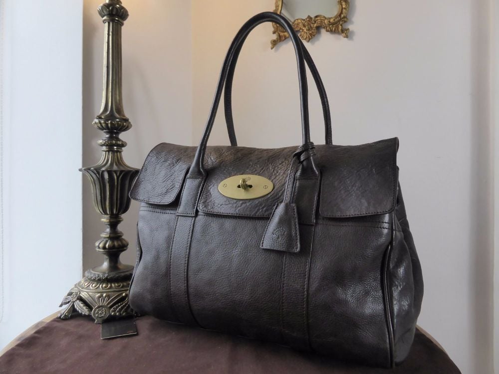 Mulberry Classic Bayswater in Chocolate Natural Leather with Brass Hardware