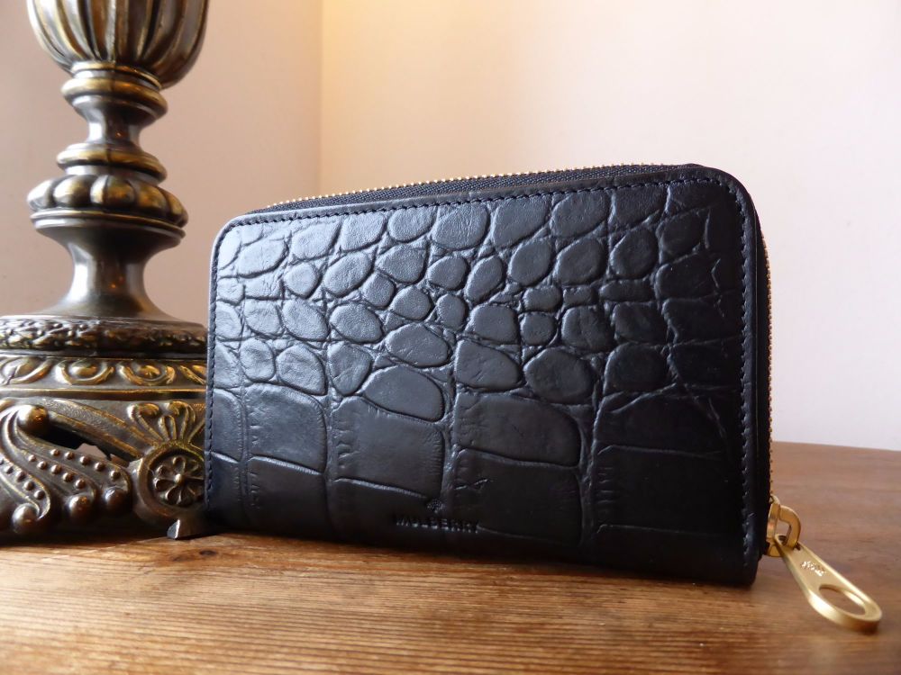 Mulberry Medium Bifold Purse in Black Printed Leather - SOLD