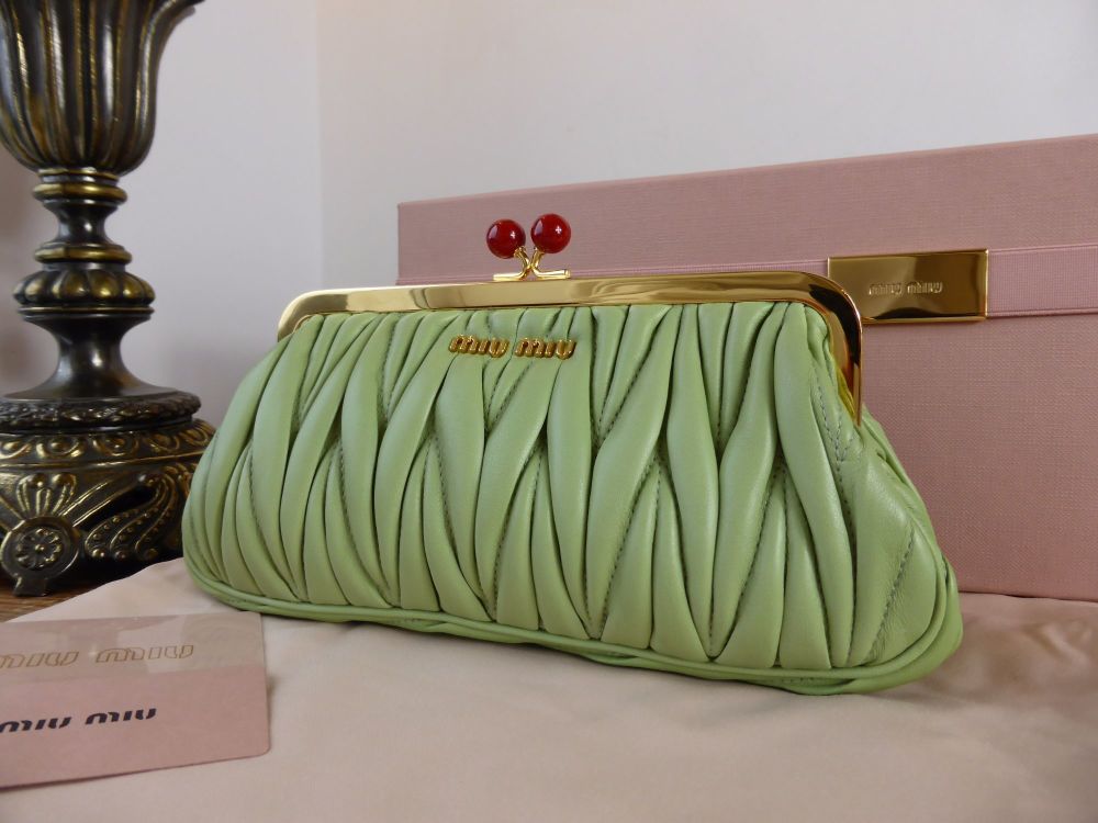 Miu Miu Matelasse Framed Clutch in Pistacchio Lambskin - SOLD