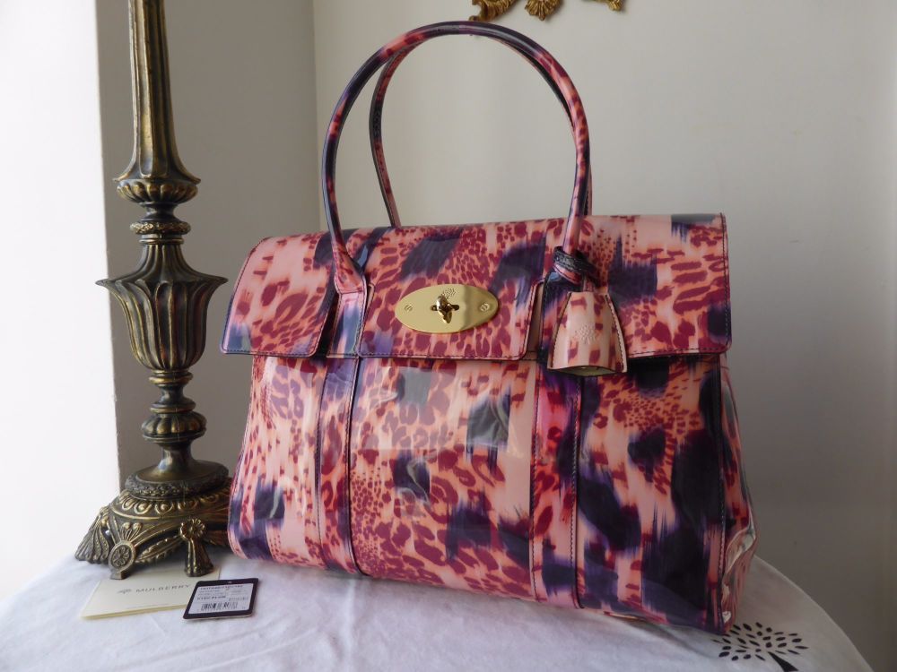 Mulberry Classic Bayswater in Plum Loopy Leopard Glossy Patent - SOLD
