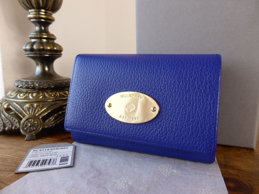 Mulberry French Purse in Neon Blue Goat Printed Calfskin - SOLD