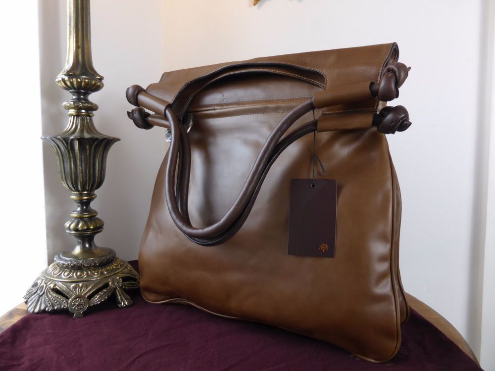 Mulberry Leigh Saddle Bag in Mink and Chocolate Smooth Matte Leather - SOLD