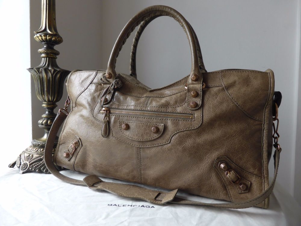 Balenciaga Giant Part Time in Gris Poivre Lambskin with Rose Gold Hardware - SOLD
