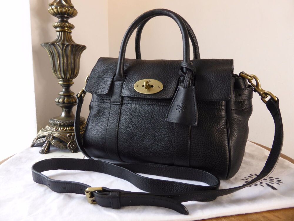 Mulberry Classic Small Bayswater Satchel in Black Natural Leather