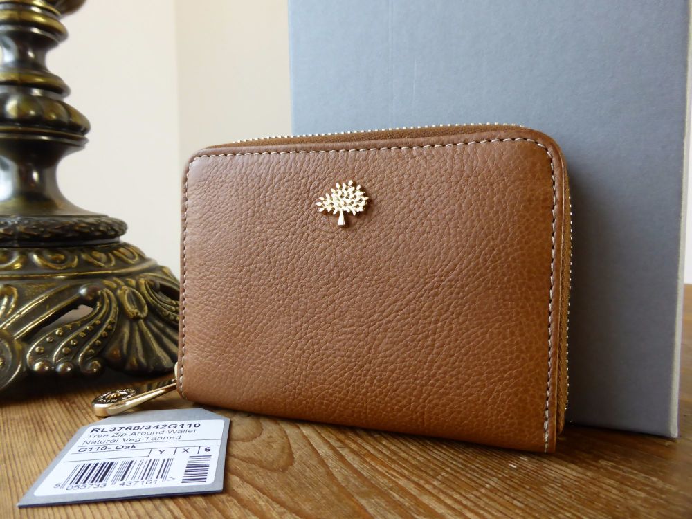 Mulberry Compact Zip Around Purse Wallet in Oak Natural Leather (2) - SOLD