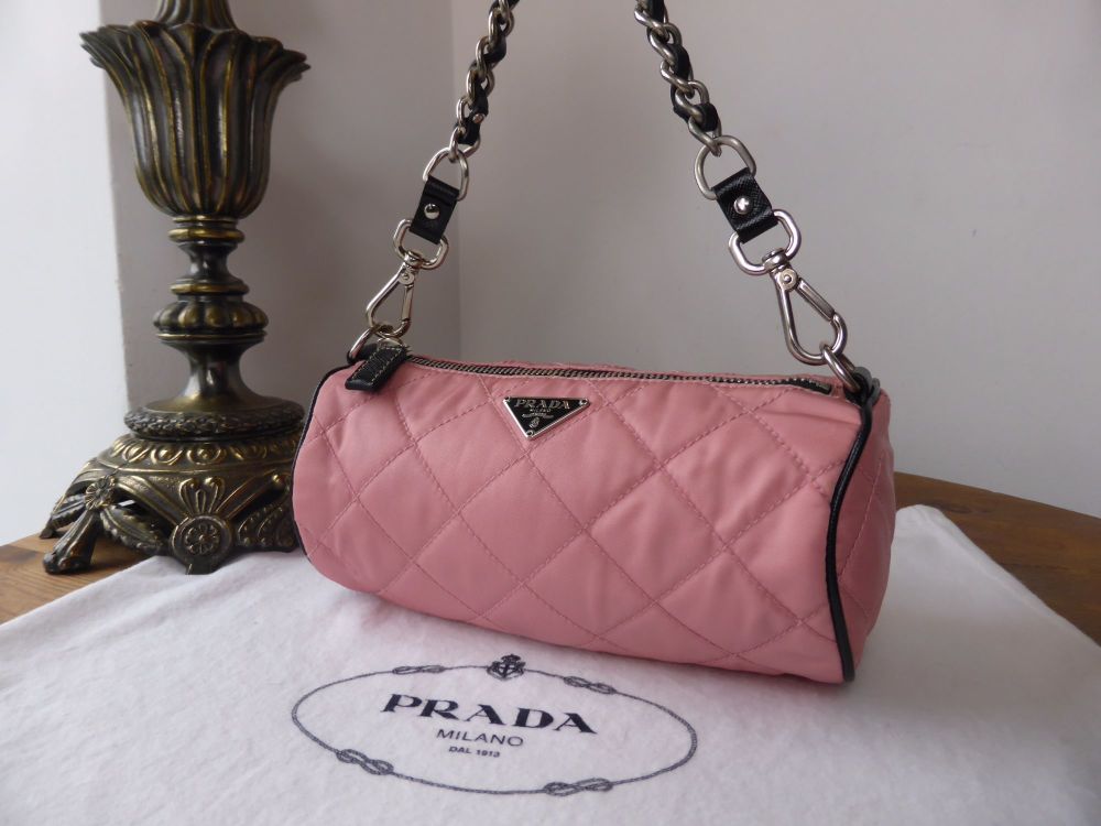 Prada Mini Barrel Bag in Pink Quilted Tessuto - SOLD