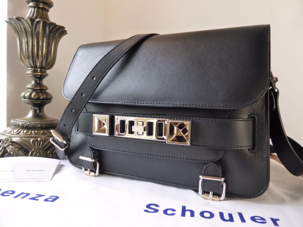 Proenza Schouler PS11 Satchel in Black Smooth Calf Leather