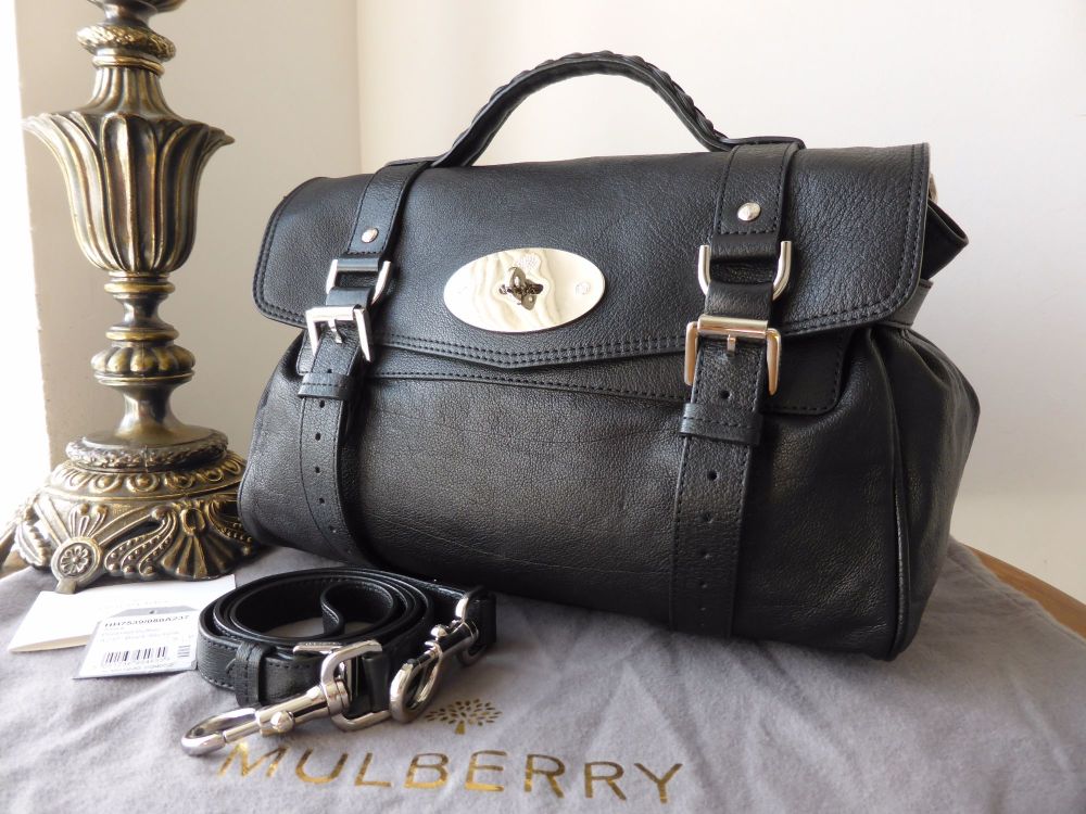 Mulberry Regular Alexa in Black Polished Buffalo Leather with Silver Nickel Hardware - SOLD