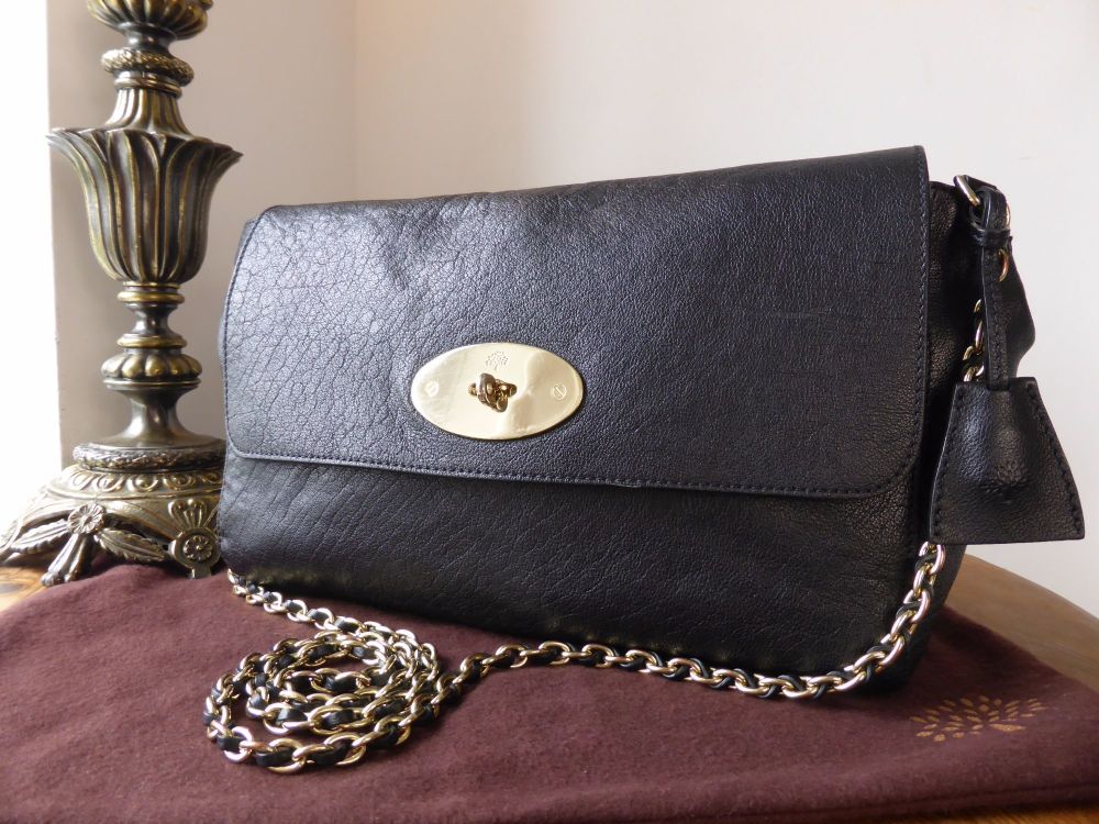 Mulberry Large Lily in Black Buffalo Shine Leather with Felt Liner - SOLD