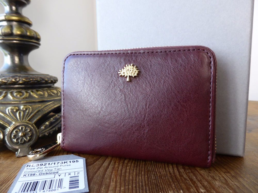 Mulberry Compact Zip Around Purse Wallet in Oxblood Coloured Vegetable Tanned Leather - SOLD