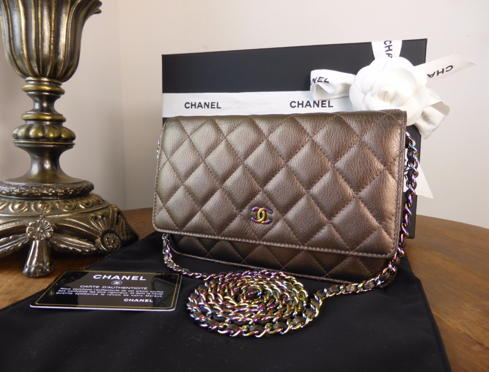 Chanel Classic Wallet on Chain WoC in Bronze Calfskin with Iridescent  Mermaid Hardware - SOLD