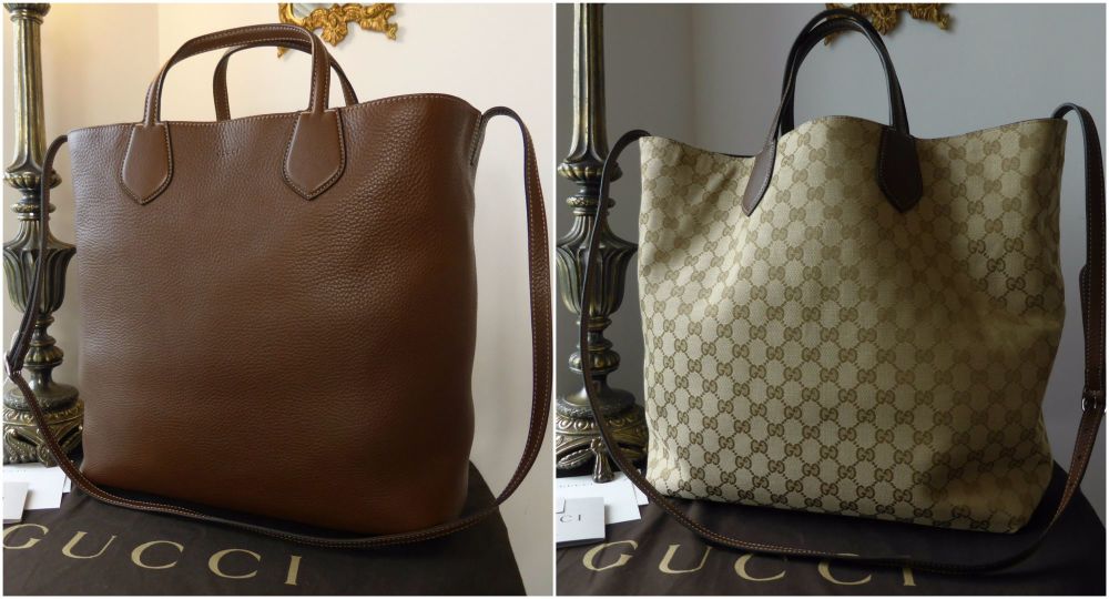 Gucci Ramble Reversible Tote in Nut Brown Calfskin with Monogram - SOLD