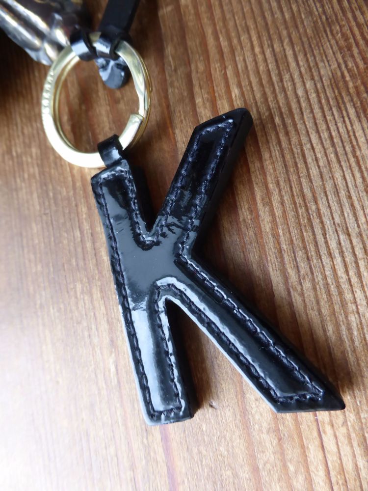 Mulberry Letter K Bagcharm in Black Patent Leather - SOLD