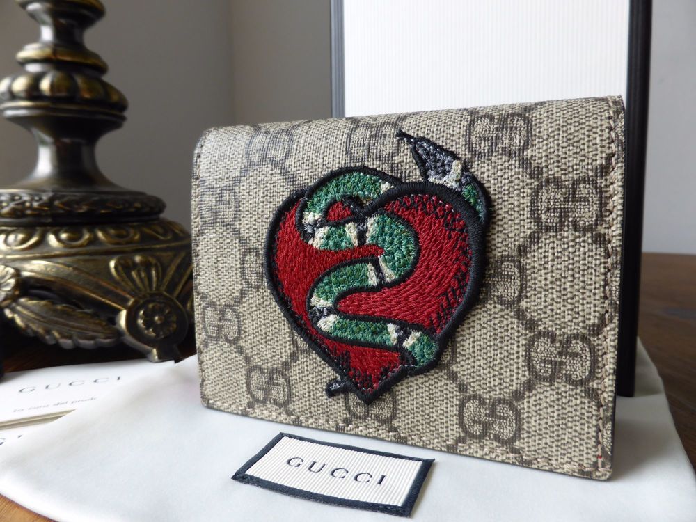 Gucci Limited Edition GG Supreme Monogram Snake Heart Card Case - SOLD