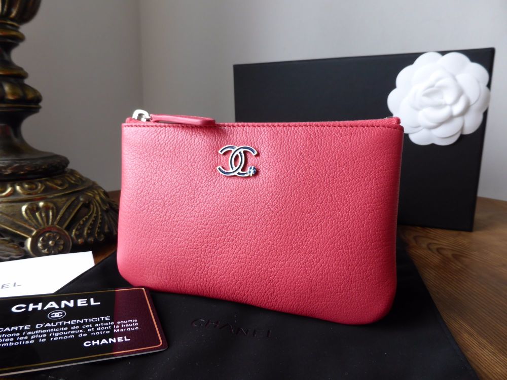 Chanel Lucky Clover Mini O Case Zip Pouch in Pink Calfskin - SOLD