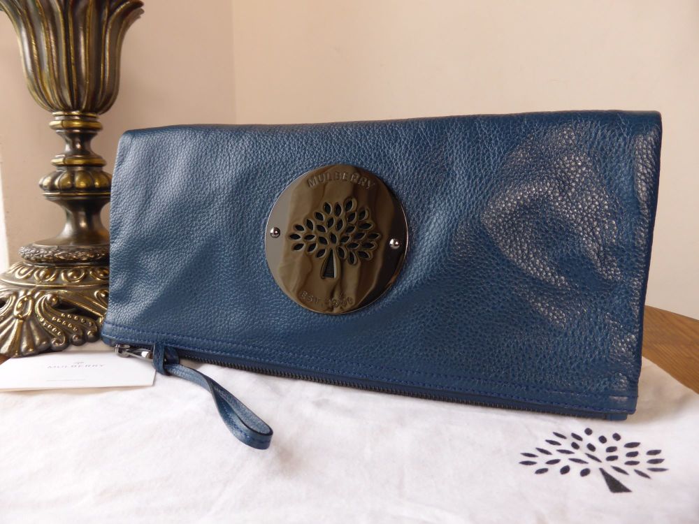 Mulberry Daria Clutch in Petrol Soft Spongy Leather with Dark Silver Hardware - SOLD