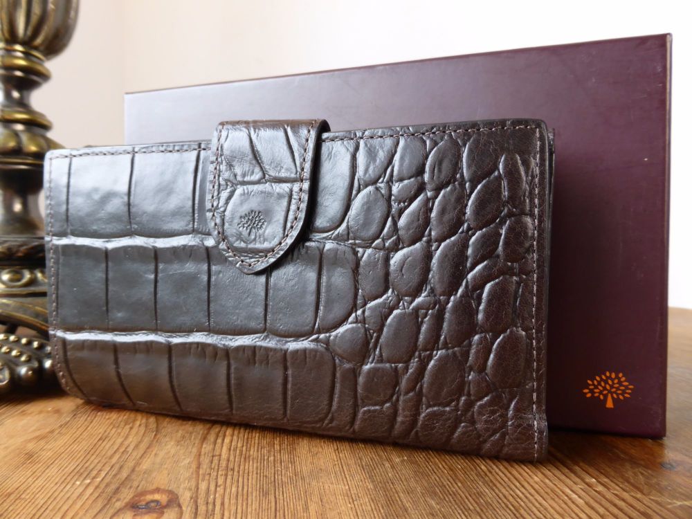 Mulberry Continental Bifold Wallet in Chocolate Printed Vegetable Tanned Leather - SOLD