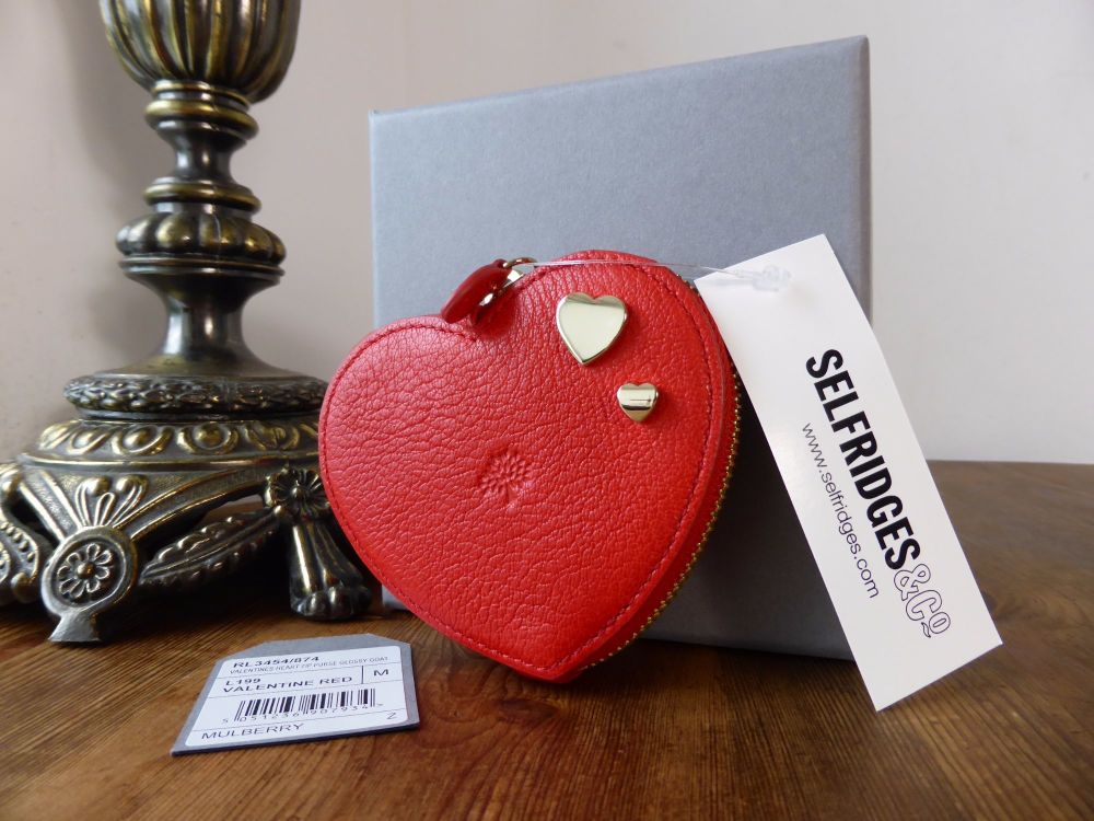 Mulberry Valentines Heart Zip Around Purse in Bright Red Glossy Goat Leather - SOLD