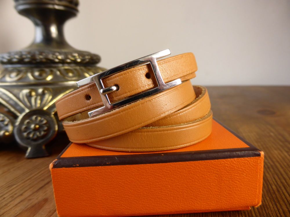 Hermés Hapi H 3 MM Quadruple Tour Leather Wrap Bracelet with Palladium Hardware - SOLD