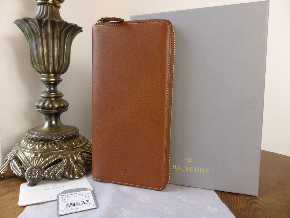 Mulberry Zip Around Travel Wallet in Oak Natural Leather - SOLD