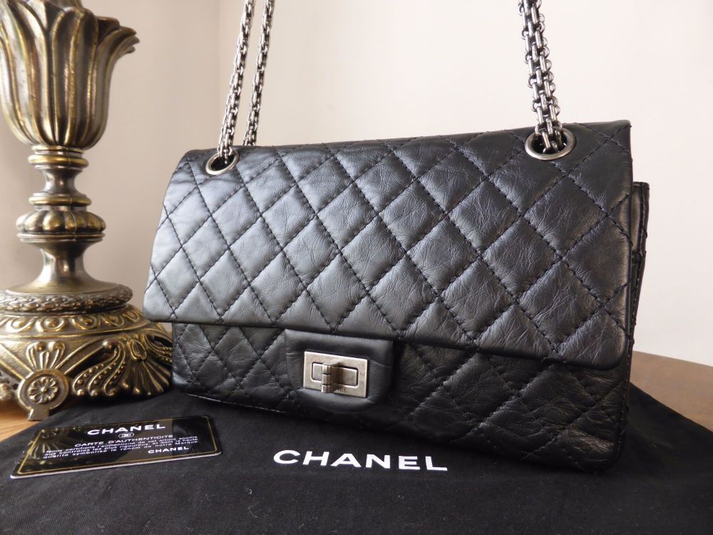 Chanel 225 Reissue Mademoiselle Flap in Black Distressed Calfskin with Ruth
