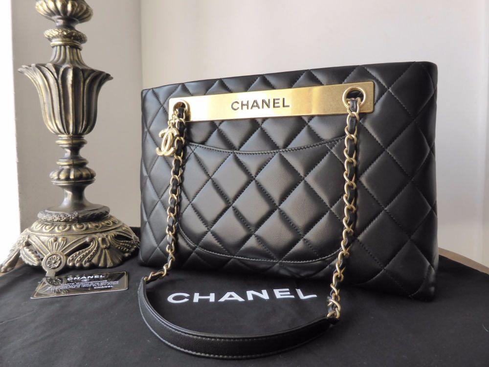 Chanel Classic Quilted Shoulder Bag in Black Lambskin with Antiqued Gold Hardware - SOLD