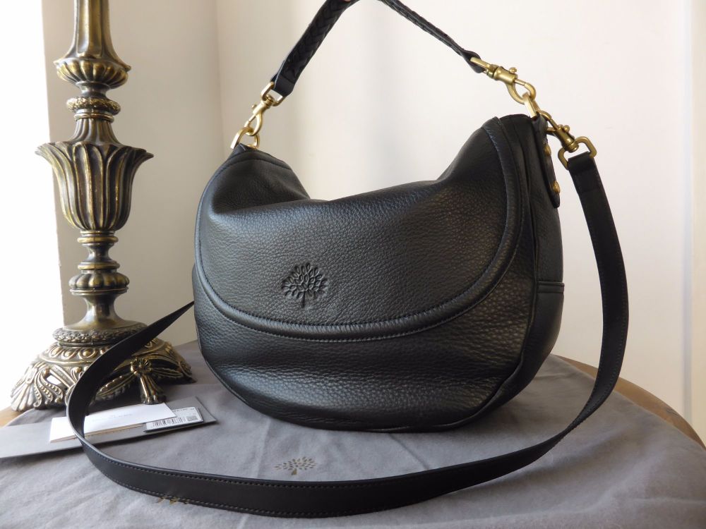 Mulberry Effie Satchel in Black Spongy Pebbled Leather and Felt Handbag Liner - SOLD