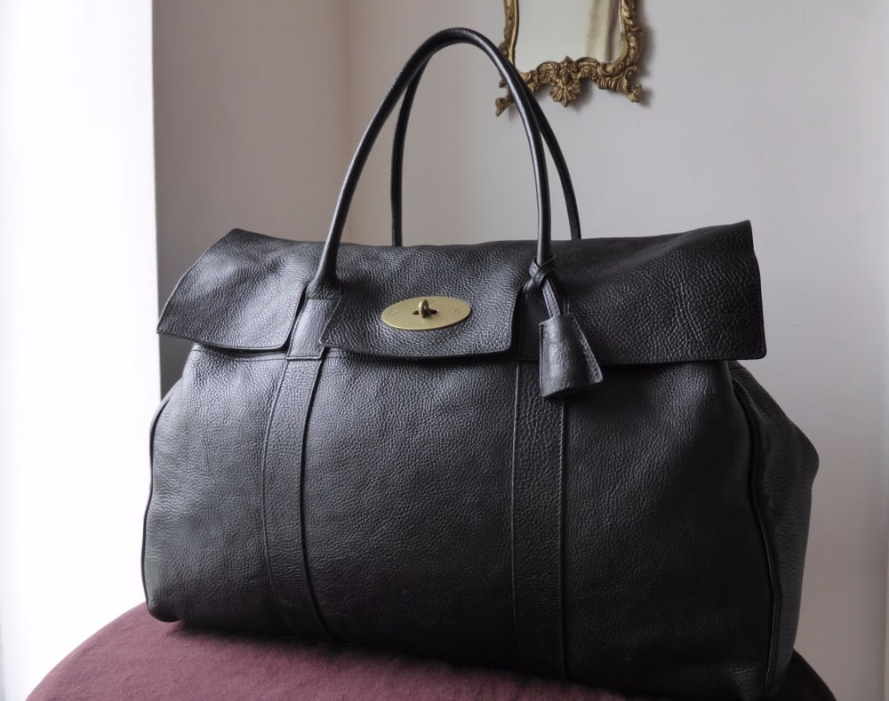 Mulberry Piccadilly Large Travel Bag In Black Natural Leather 