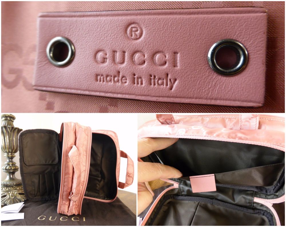 Gucci Small Zipped Cosmetic Travel Case in Rose Monogram GG Nylon - SOLD