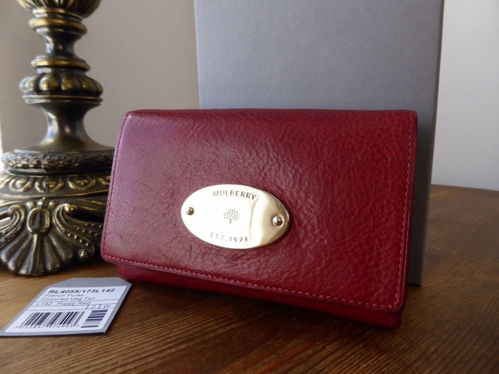 Mulberry French Purse in Poppy Red Natural Leather - SOLD
