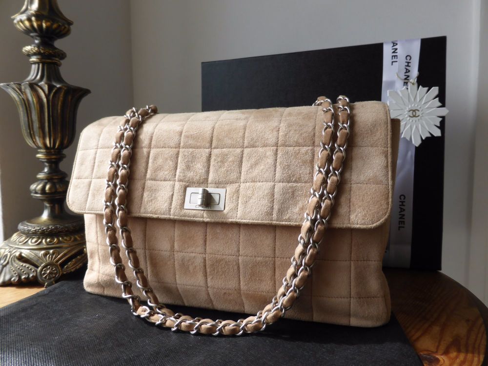 Chanel Jumbo Reissue Flap in Choc Box Quilted Nude Suede - SOLD