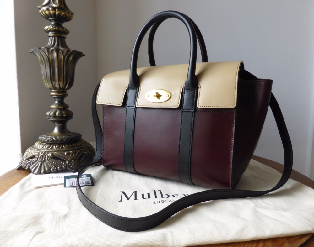 Mulberry Small Bayswater in Oxblood, Parchment & Black Crossboarded Calf - SOLD