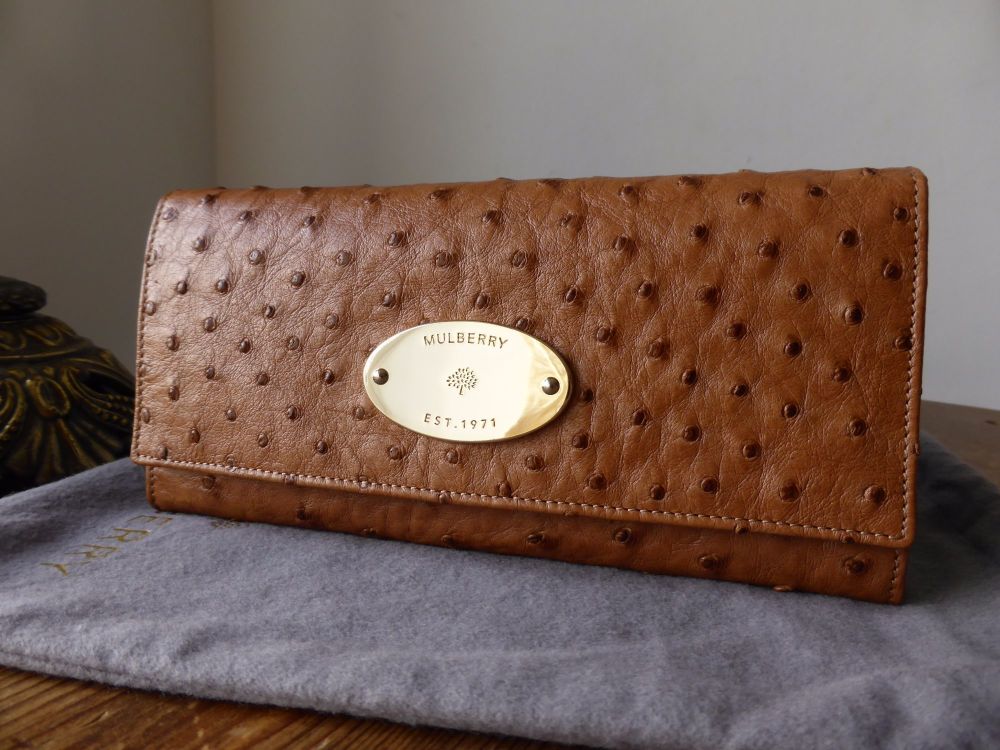 Mulberry Plaque Continental Purse in Oak Ostrich Leather - SOLD