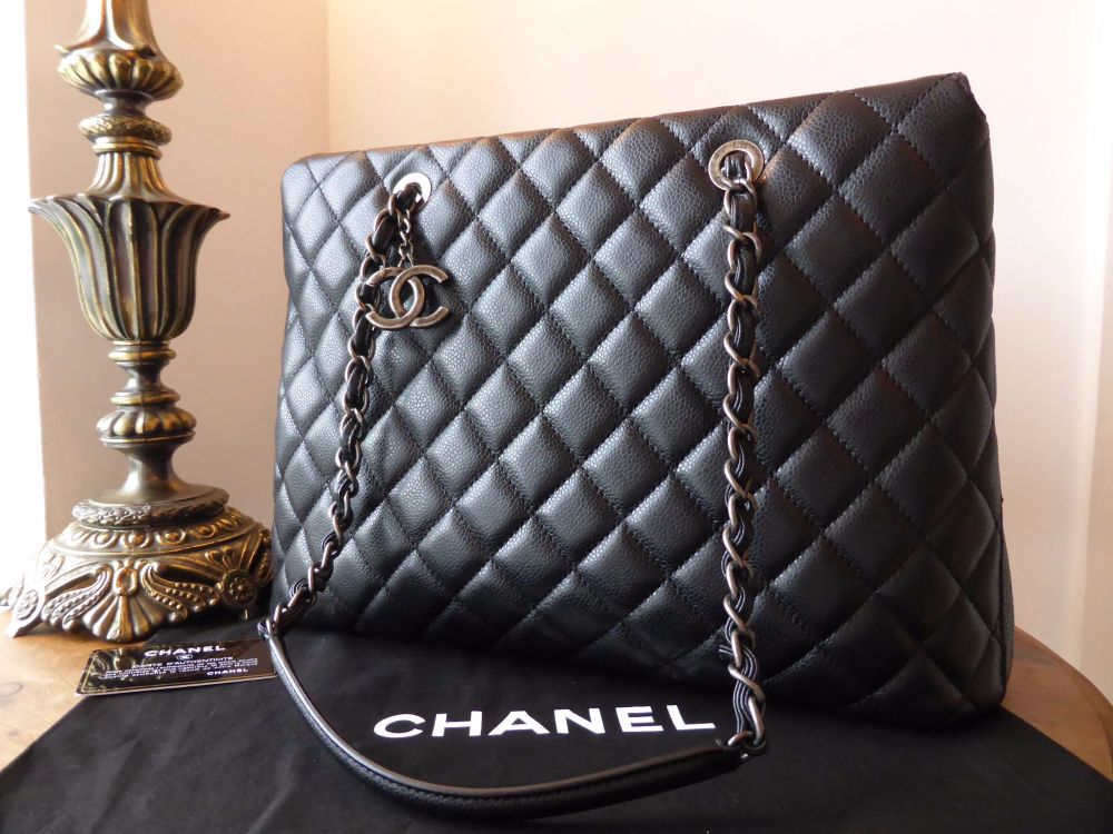Chanel Large Charm Tote in Black Caviar with Ruthenium Hardware - SOLD