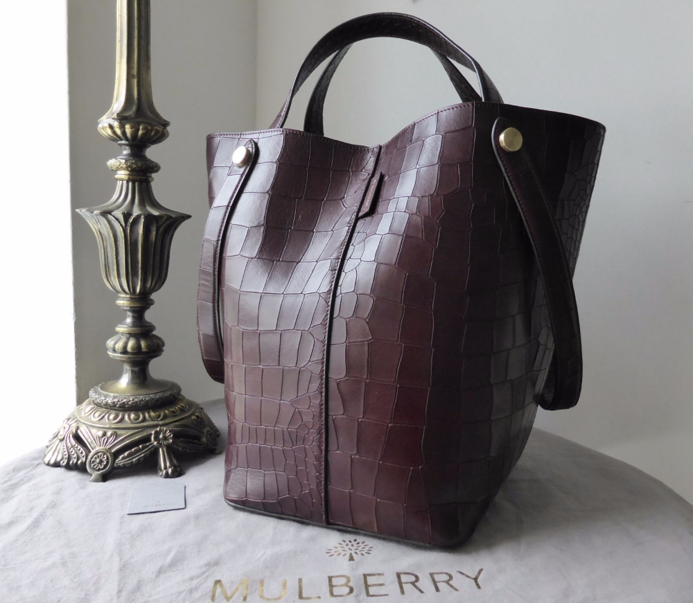 Mulberry Larger Sized Kite in Oxblood Deep Embossed Croc Print Leather