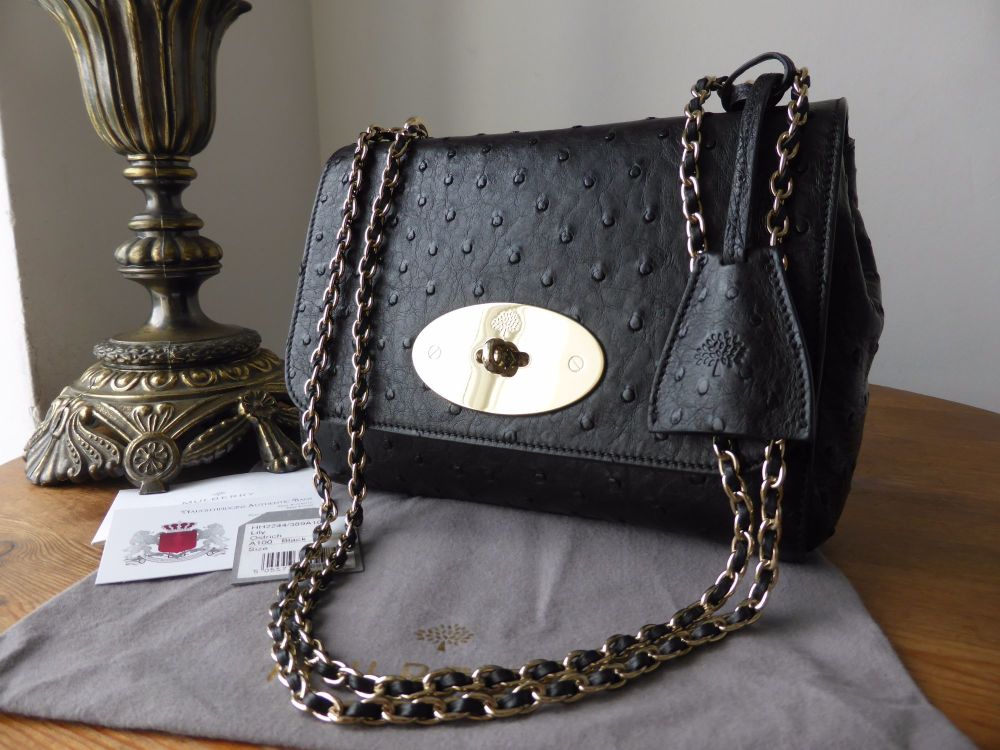 Mulberry Regular Lily in Black Ostrich Leather - SOLD