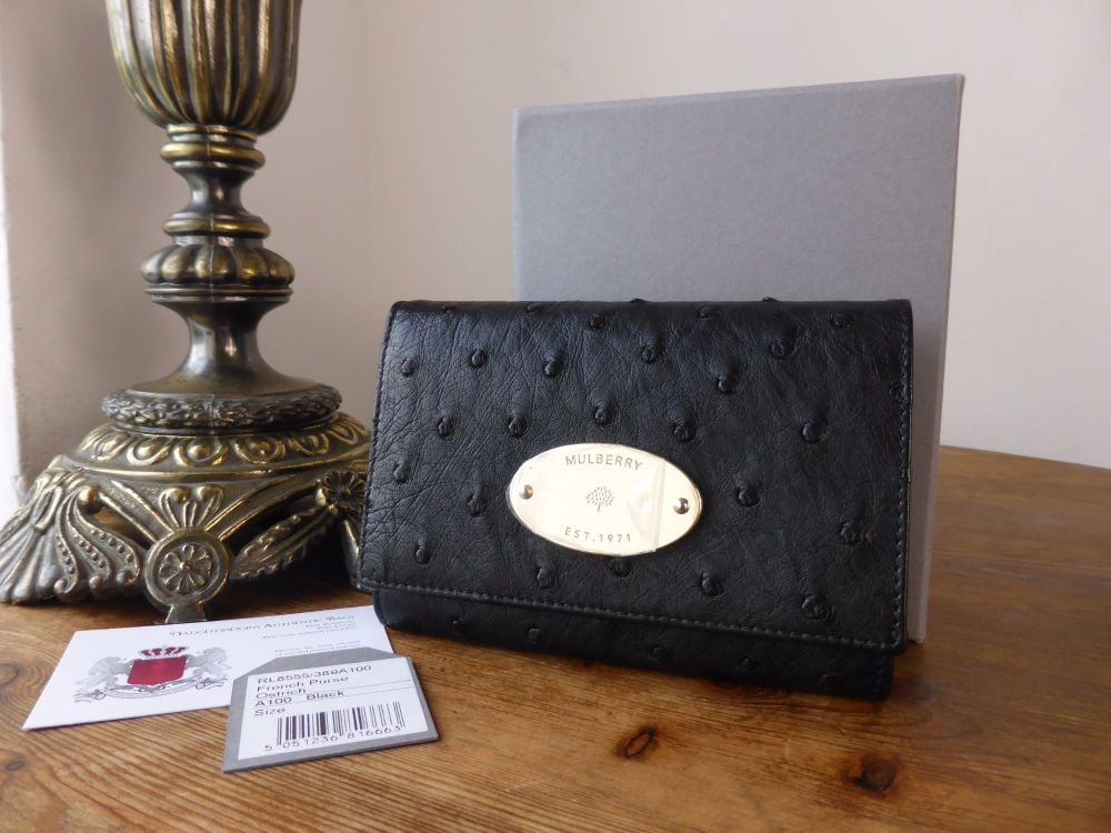 Mulberry French Purse in Black Ostrich Leather - SOLD