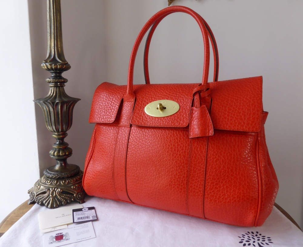 Mulberry Classic Bayswater in Flame Shiny Grain Leather - SOLD
