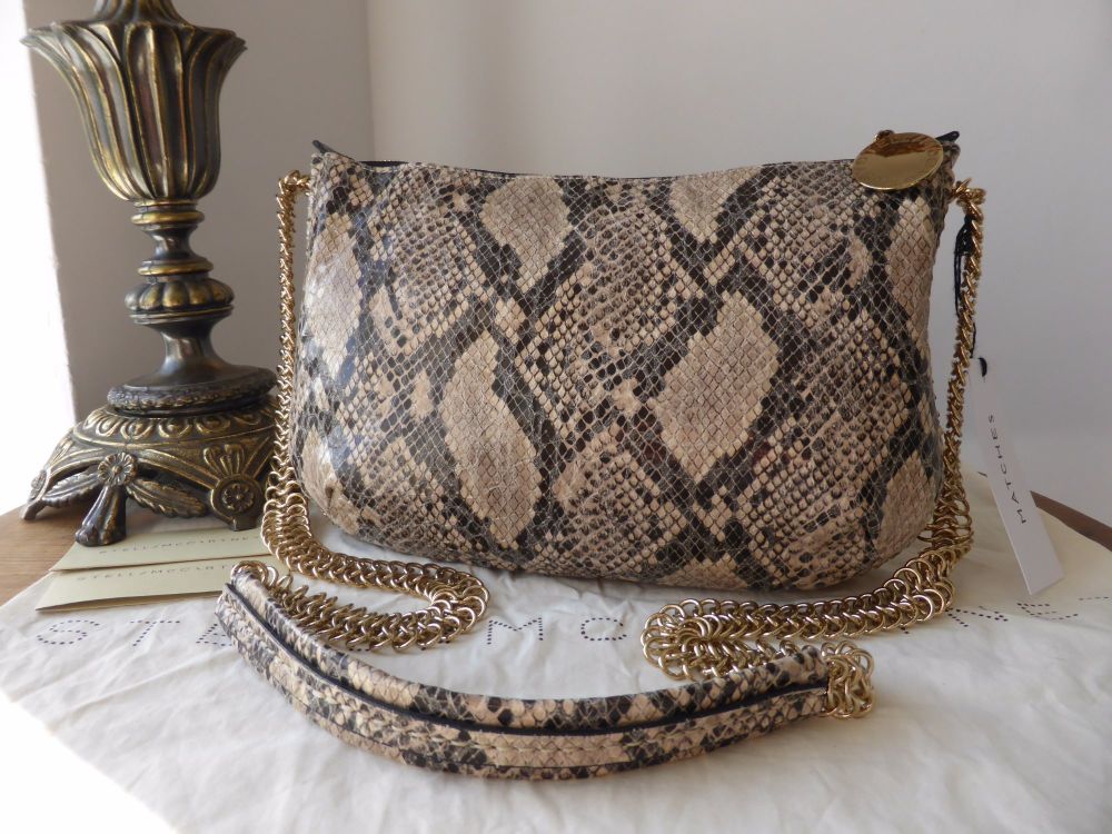 Stella McCartney Baily Boo Crossbody in Taupe Faux Python - SOLD