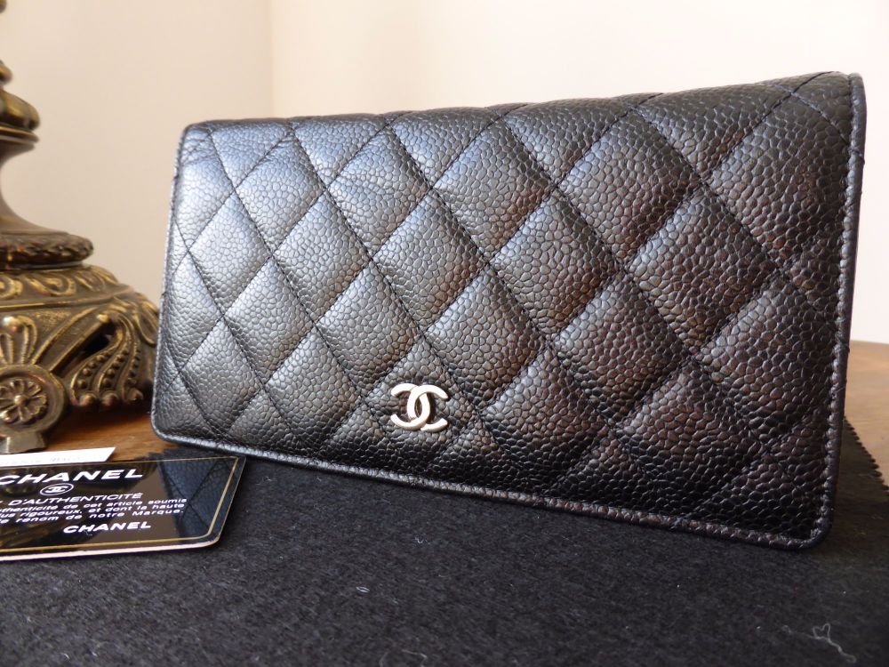 Chanel Continental Wallet in Classic Quilted Black Caviar with Silver  Hardware - SOLD