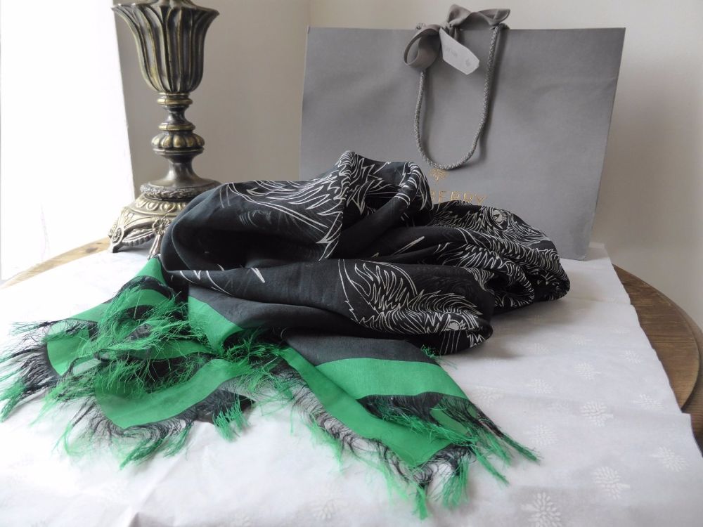 Mulberry Fox Printed Stole Wrap in Emerald from the Georgia May Jagger Biker Collection - SOLD