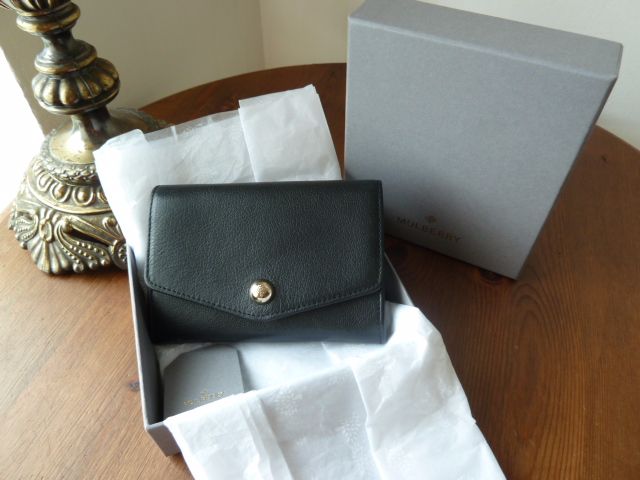 Mulberry Dome Rivet French Purse in Black Shiny Goat Leather - SOLD