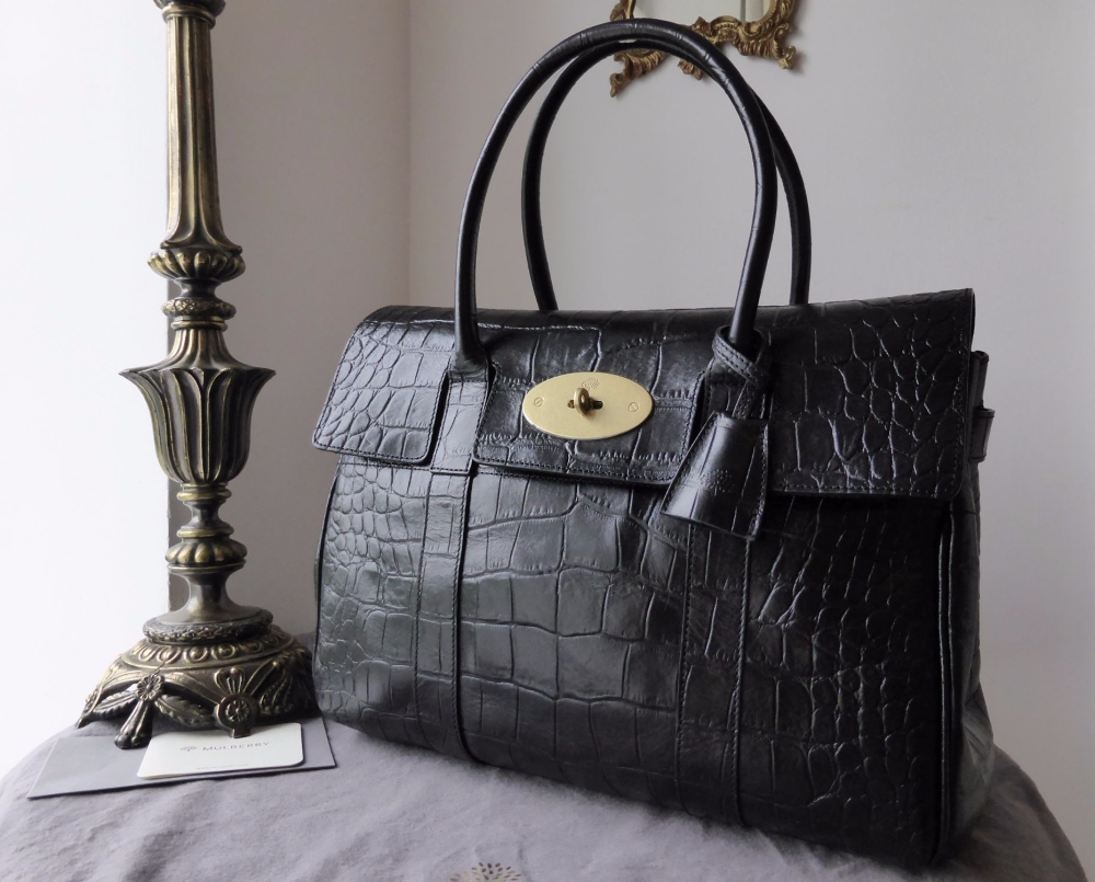 Mulberry Classic Heritage Bayswater in Black Printed Leather - SOLD
