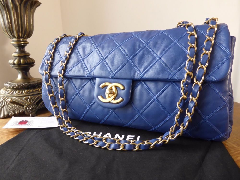 Chanel Diamond Stitch East West Flap in Dark Cobalt Blue Calfskin - SOLD